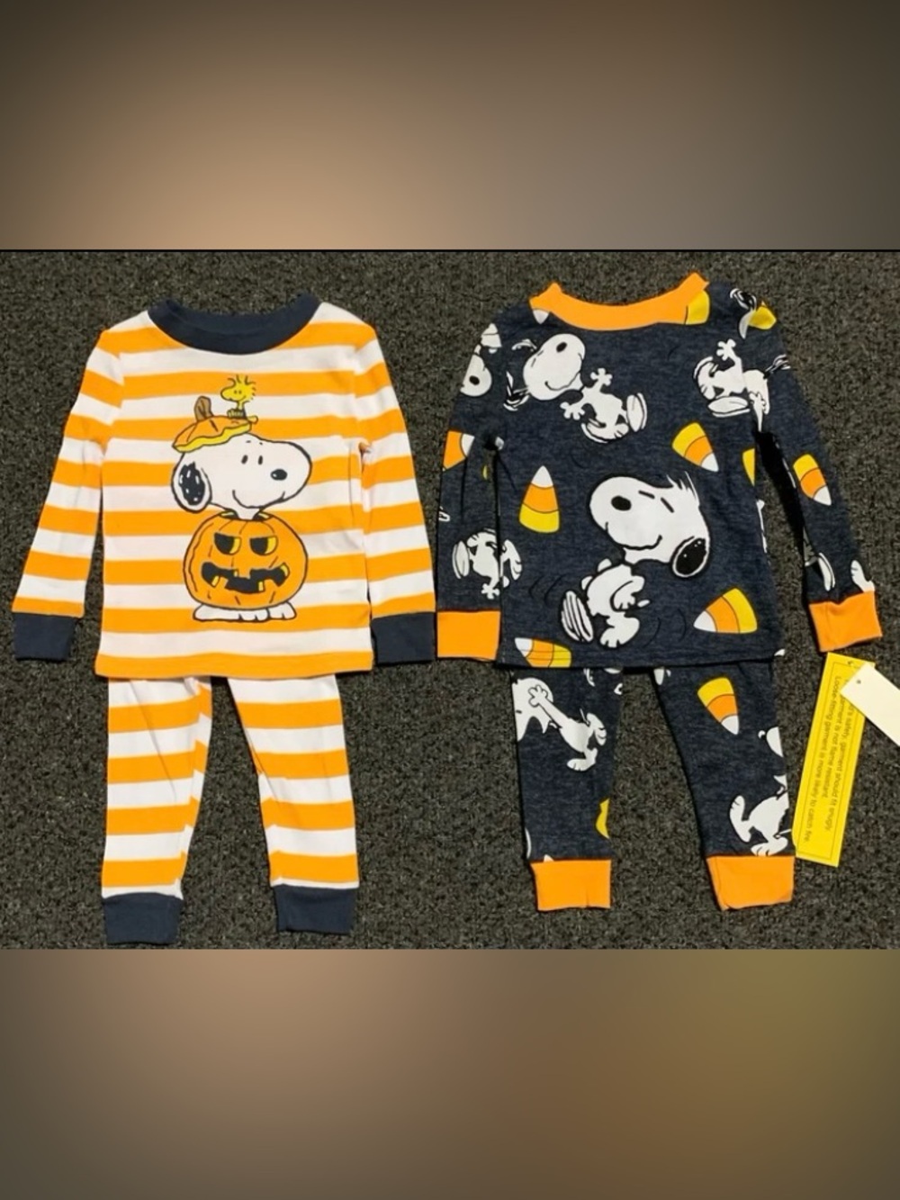 New 2 sets of Peanuts Snoopy boy or girl 12 month Halloween pajamas